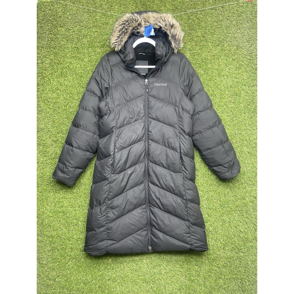 Marmot Montreaux Puffer Coat Womens Large Black 700 Fill Down Hooded Parka